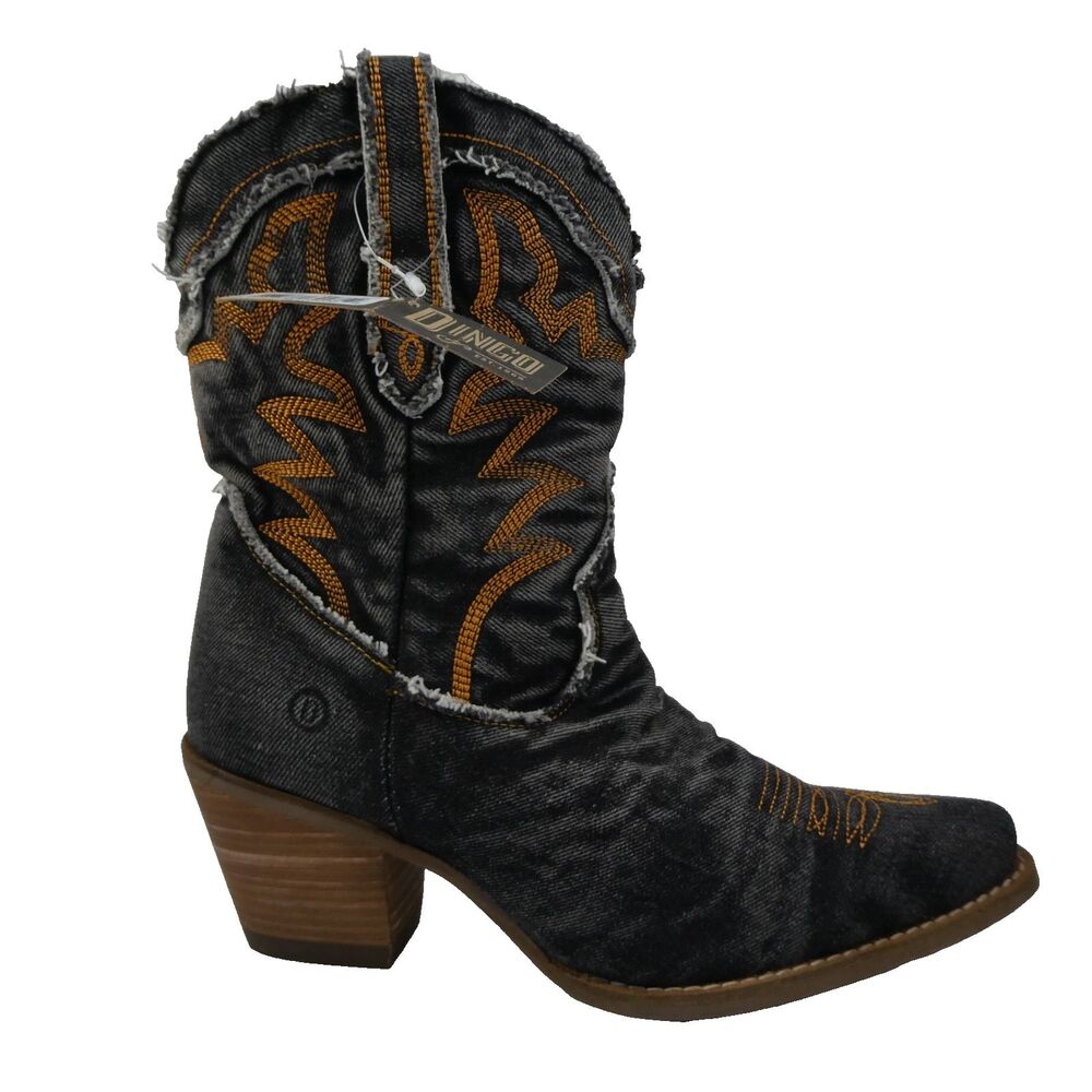 Dingo Women's US: 9.5 M Ya'll Need Dolly Denim Western Boot DI950 Black/Orange